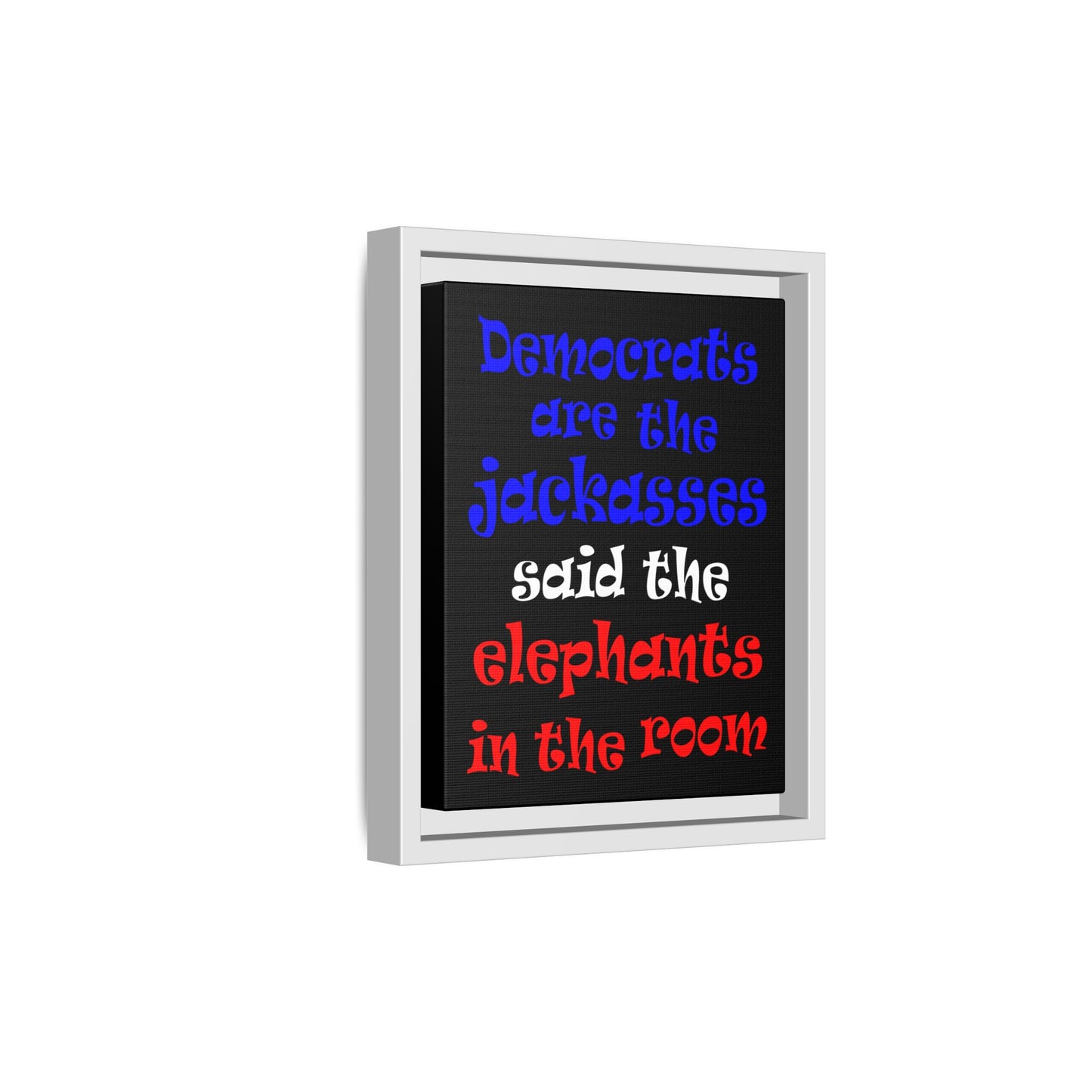 donkeys and elephants - framed canvas art (black)