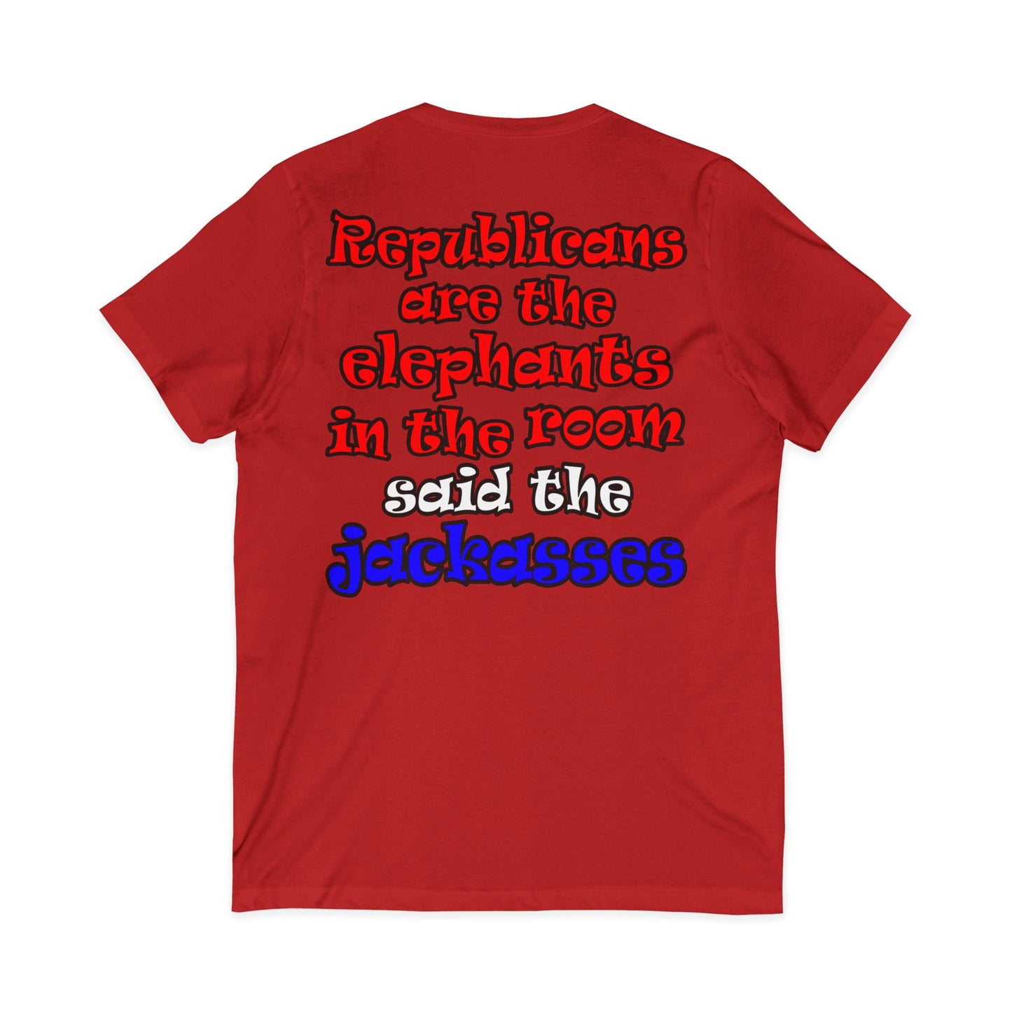 donkeys and elephants - Unisex Jersey Short Sleeve V-Neck Tee