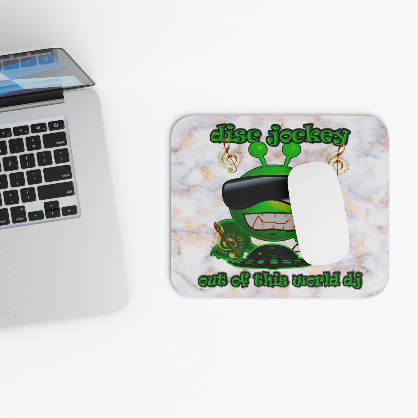 disc jockey - Mouse Pad (Rectangle) (white marble)