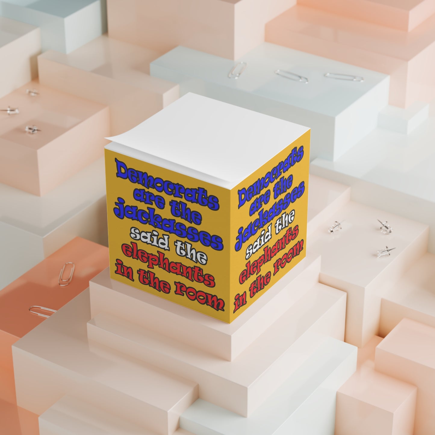 donkeys and elephants - note cube (yellow)