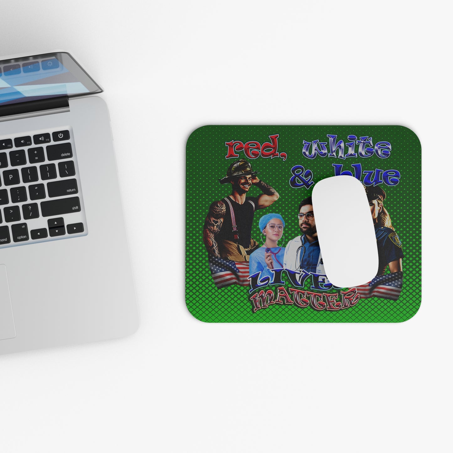 rw&b lives matter - Mouse Pad (Rectangle) (logo green)