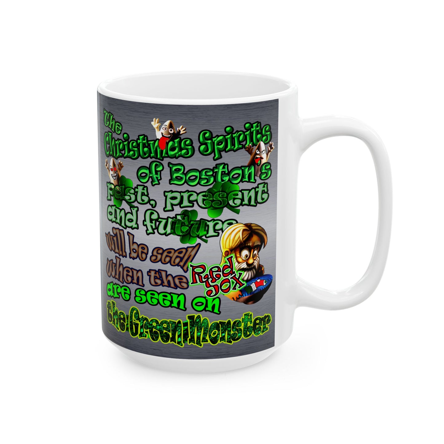 christmas spirits of boston - White Mug (brushed nickel)