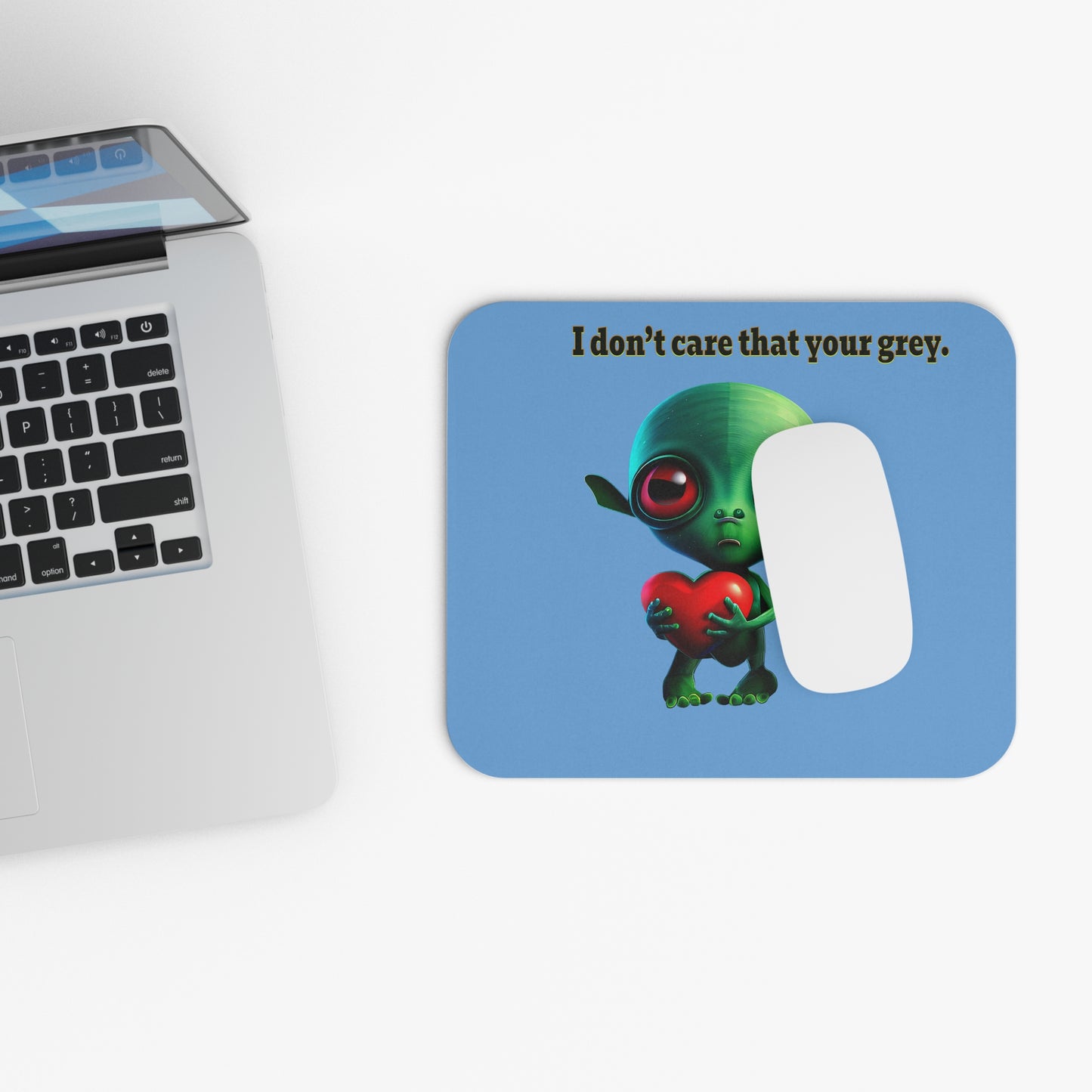 I don't care that your grey - Mouse Pad (Rectangle) (light blue)