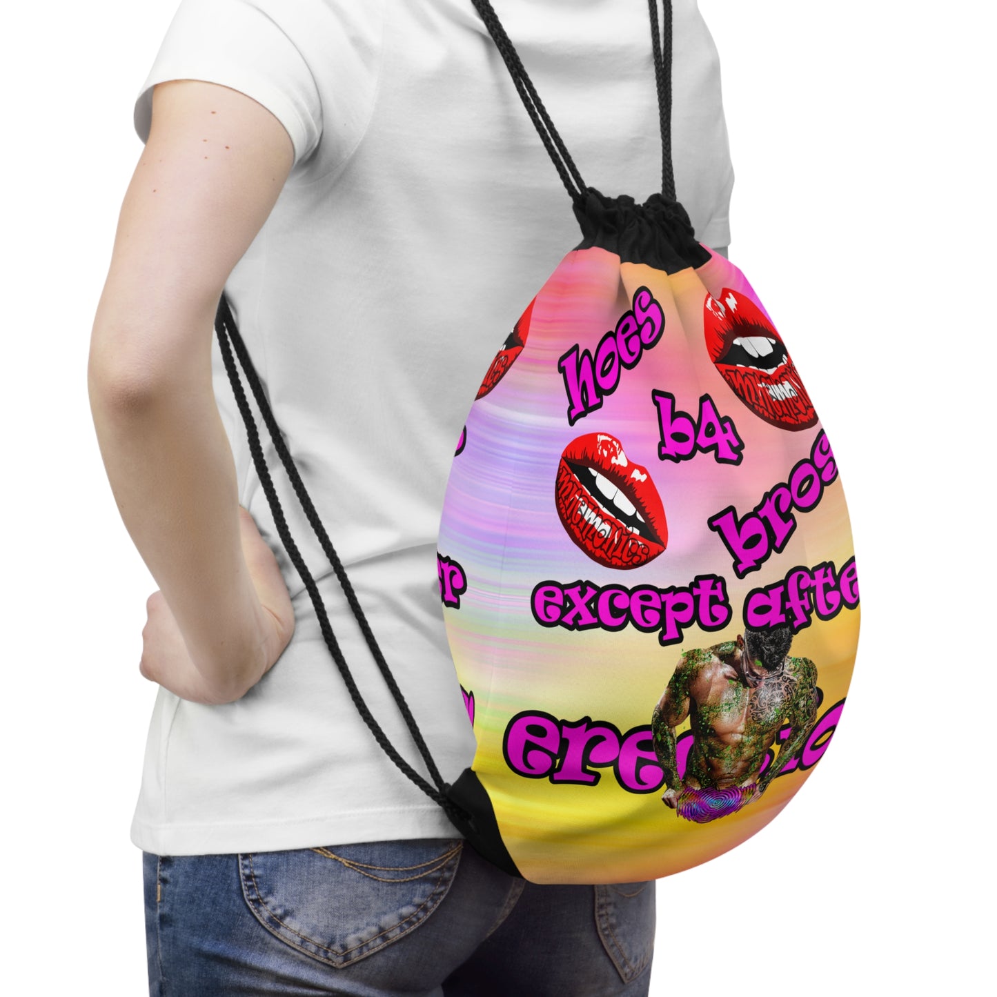hoes b4 bros - Drawstring Bag (color blur)