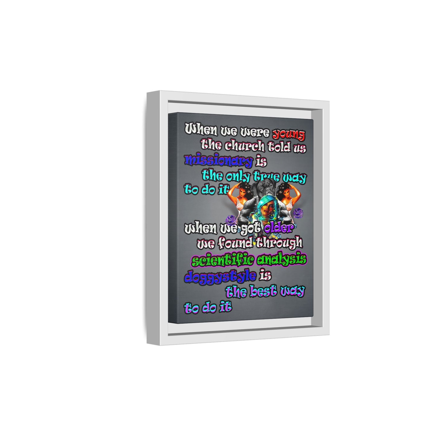 doggystyle - framed canvas art (grey-light grey)