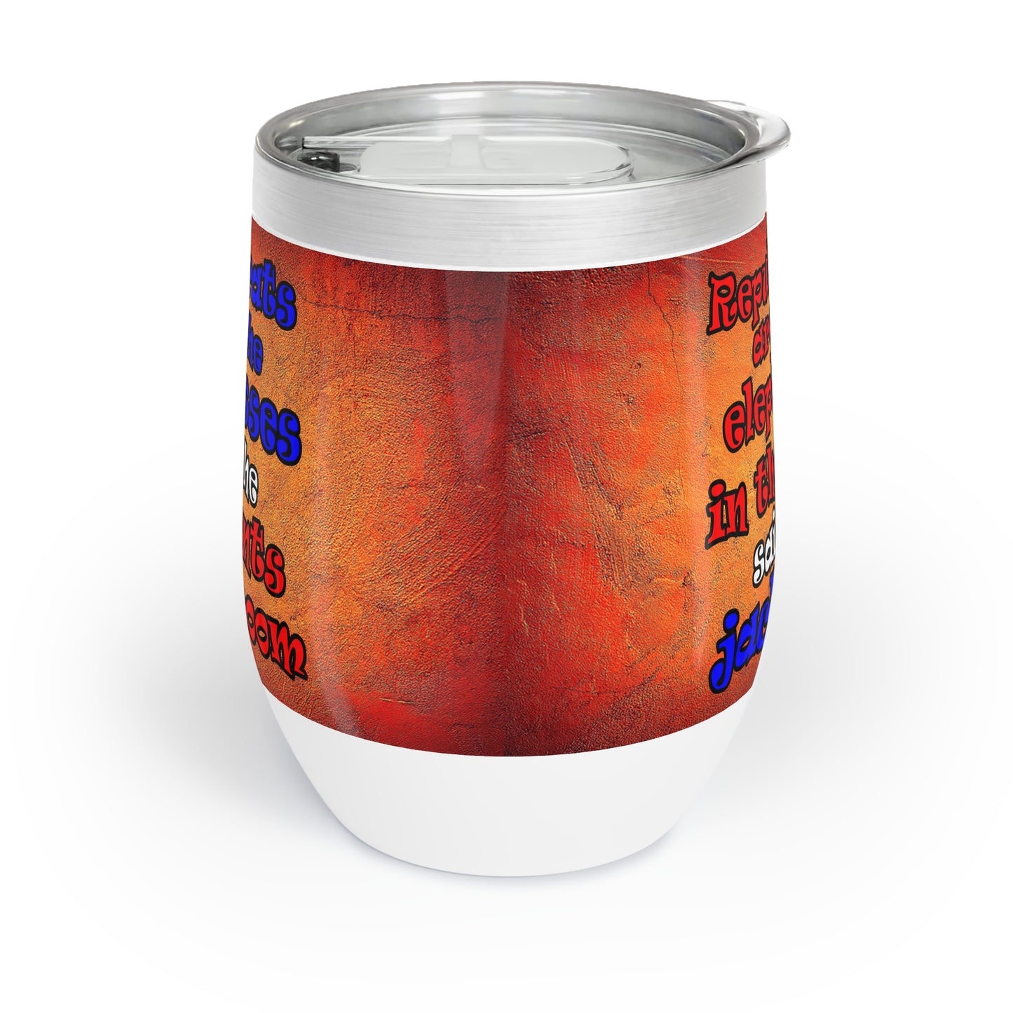 donkeys and elephants - Chill Wine Tumbler (burnt orange)