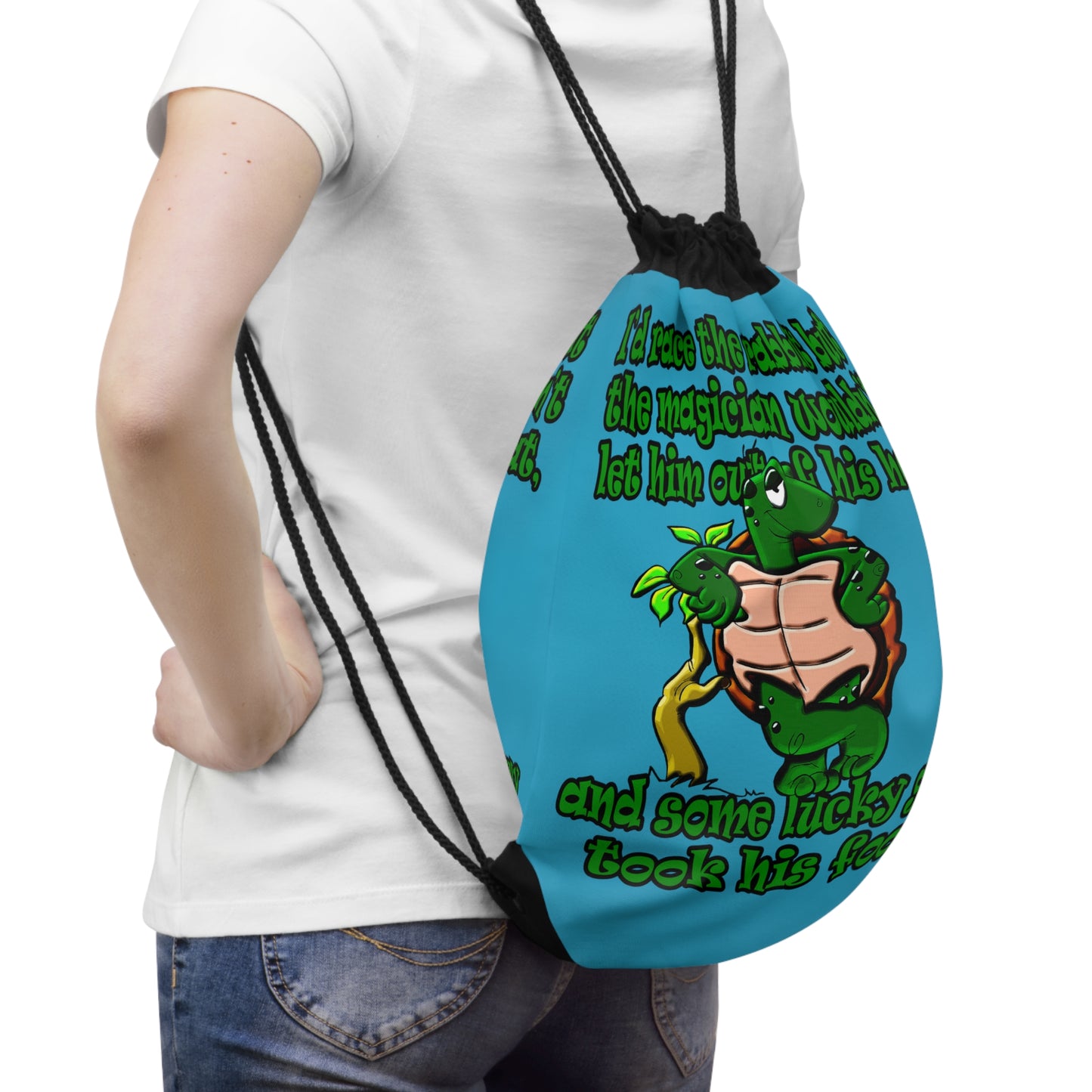 turtle race - Drawstring Bag (turquoise)