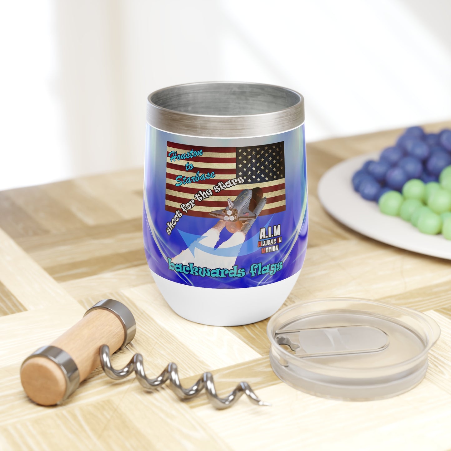 shoot for the stars - Chill Wine Tumbler (blue-white wave)