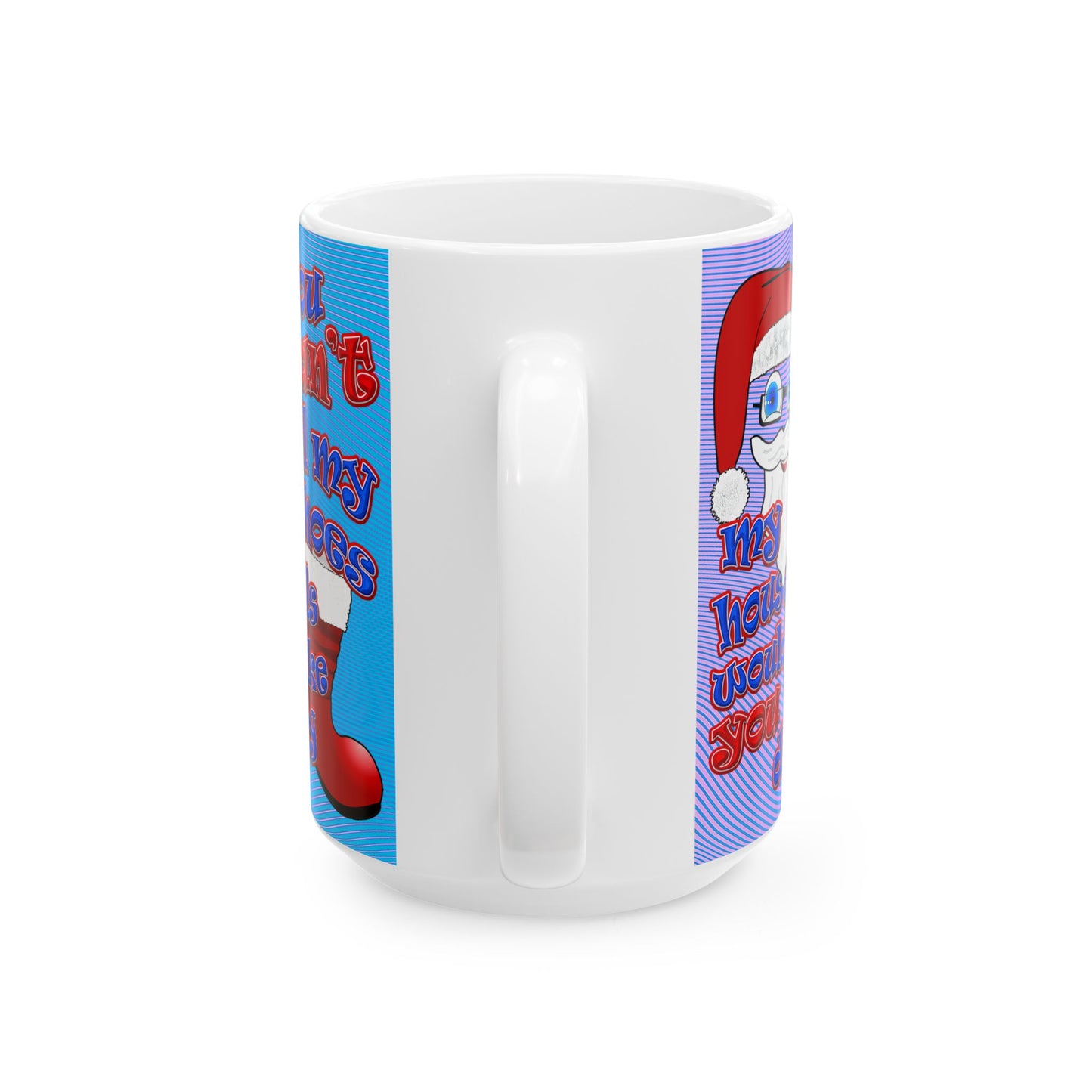 santa's shoes - White Mug (light blue-purple wave)