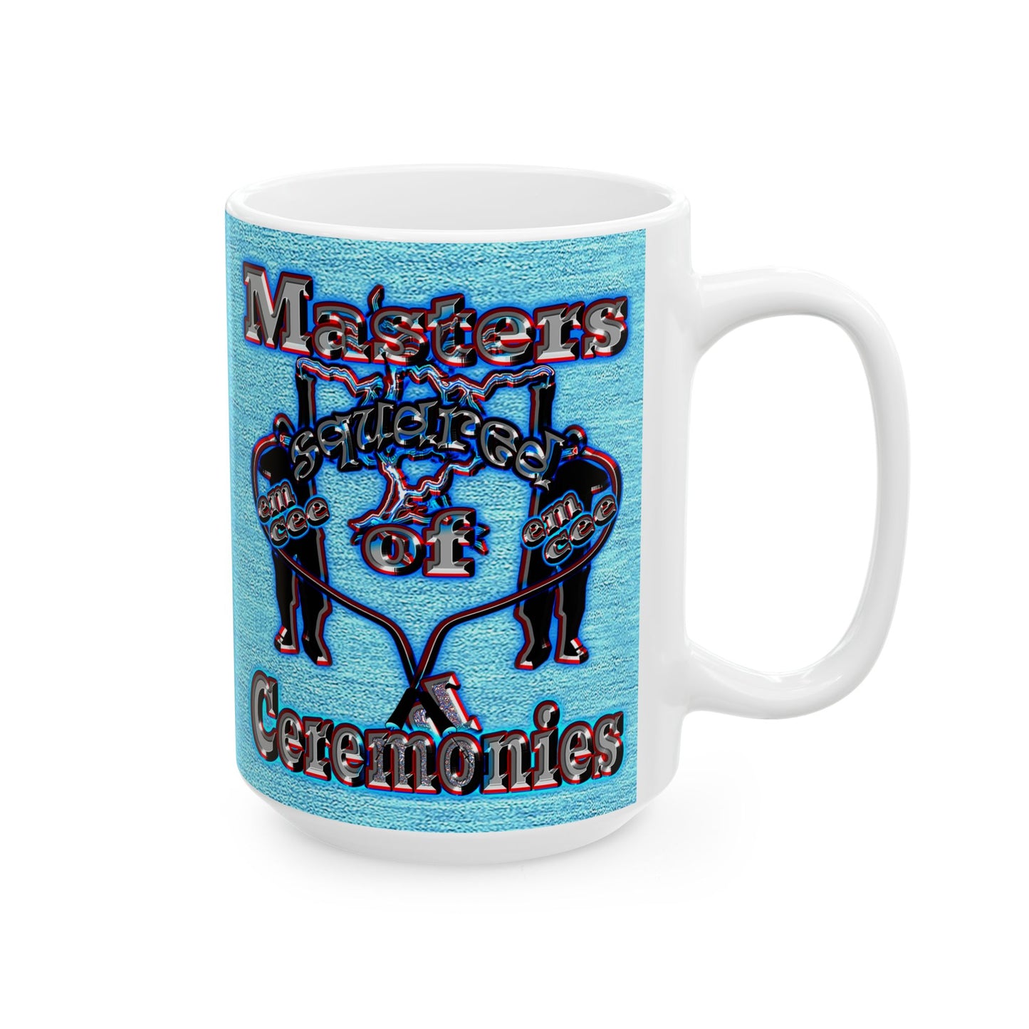 em cee squared - White Mug (faded dark blue)