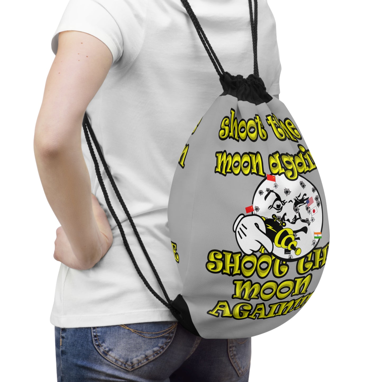 shoot the moon again - Drawstring Bag (light grey)