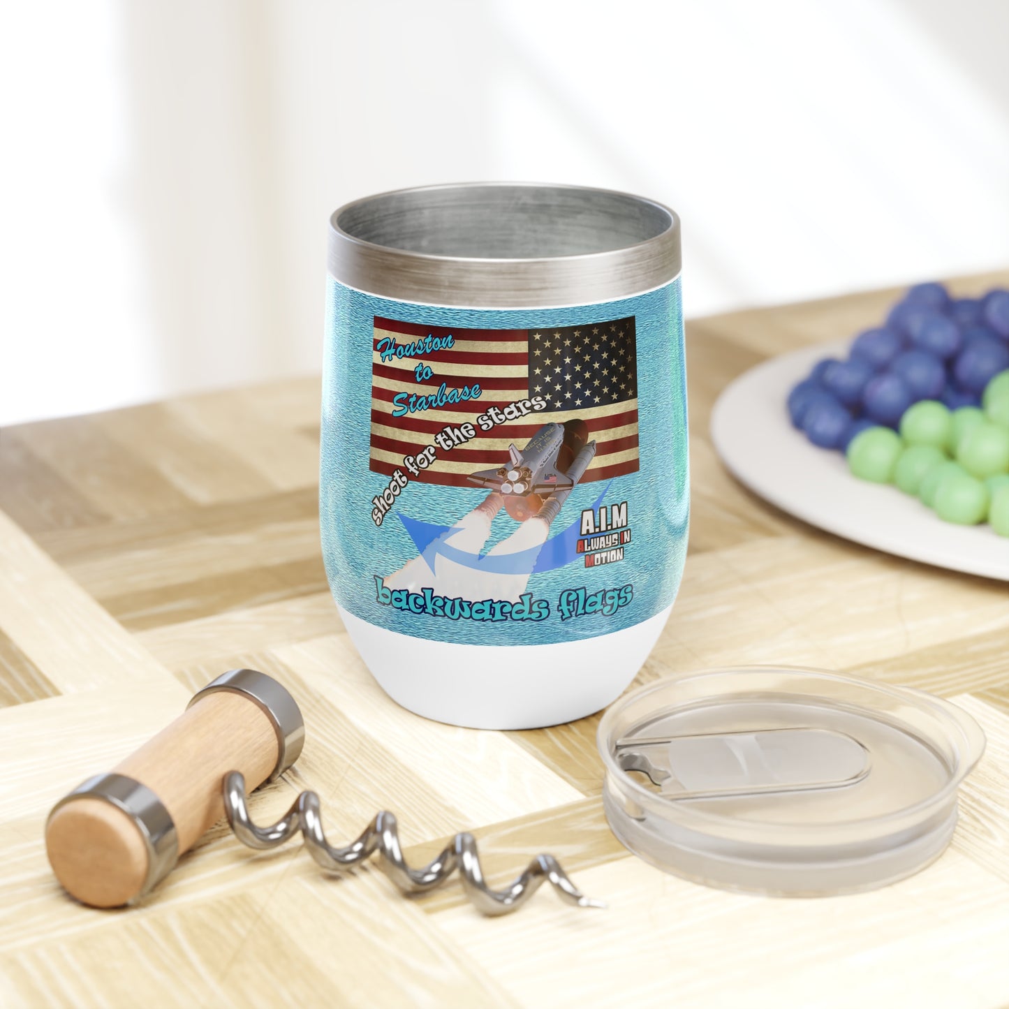 shoot for the stars - Chill Wine Tumbler (faded blue)