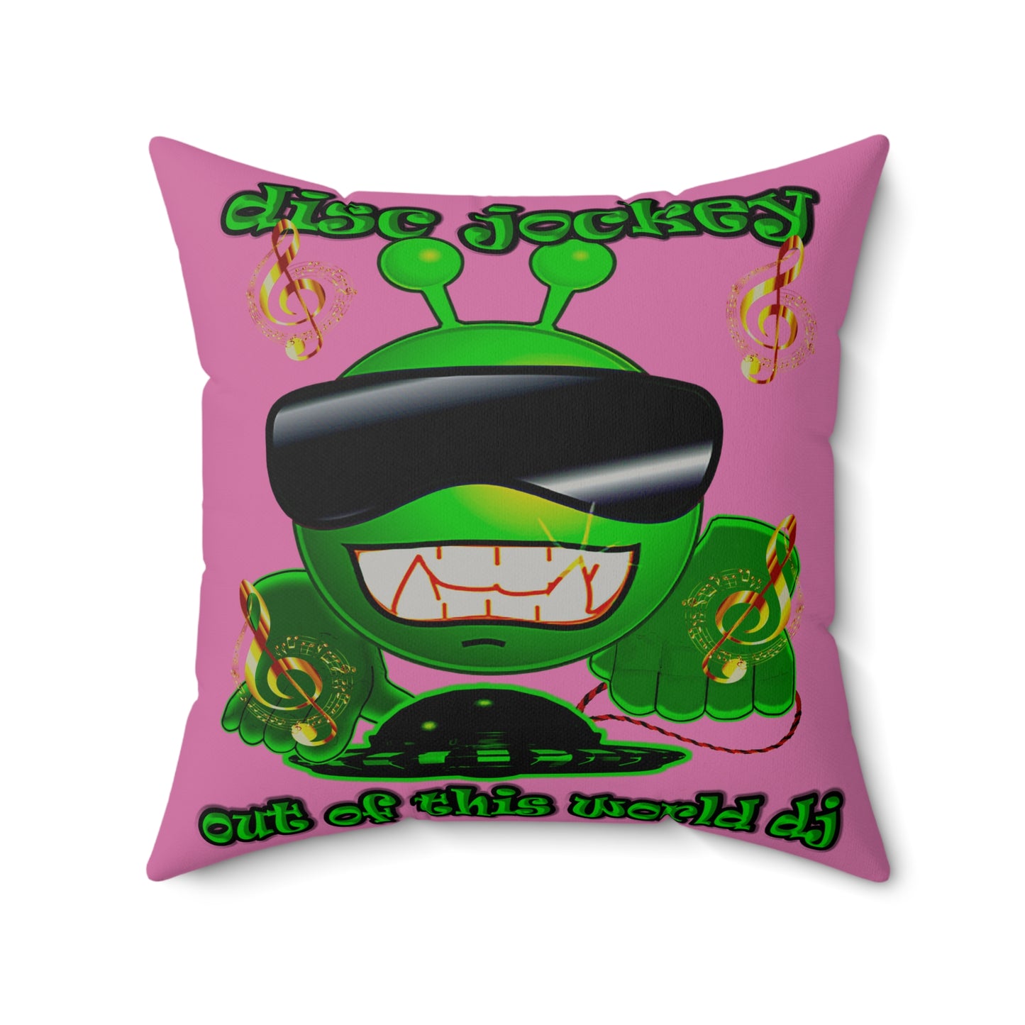 disc jockey - Faux Suede Square Pillow - (light pink)
