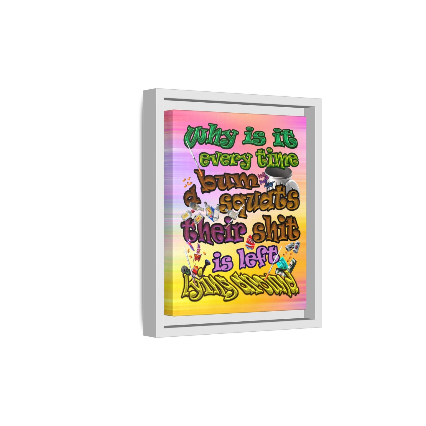 the bum's shit - framed canvas art (color blur)
