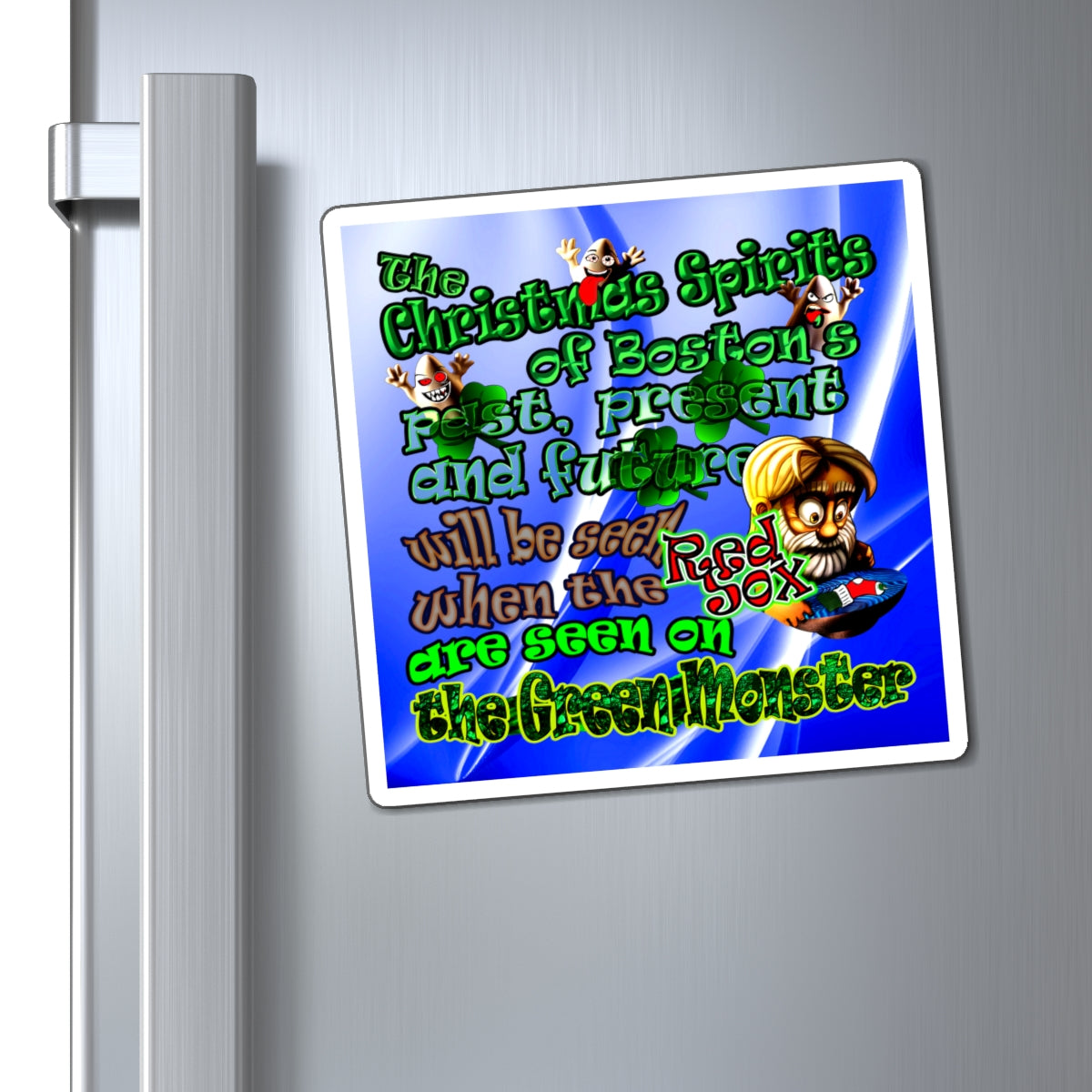 christmas spirits of boston - Magnets - (blue-white wave)