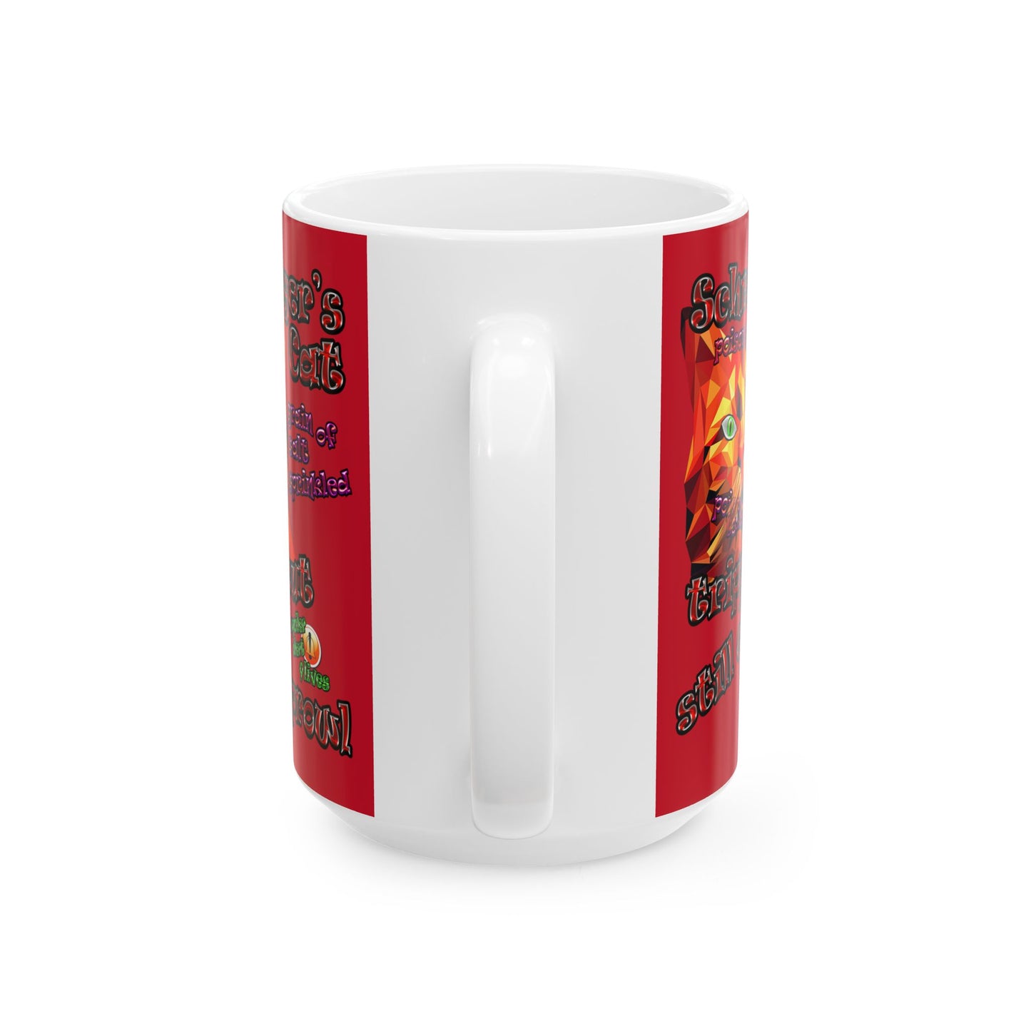 schrodinger's cat - White Mug (dark red)