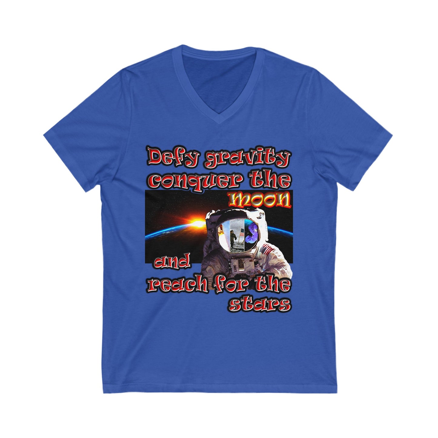 defy conquer reach - Unisex Jersey Short Sleeve V-Neck Tee