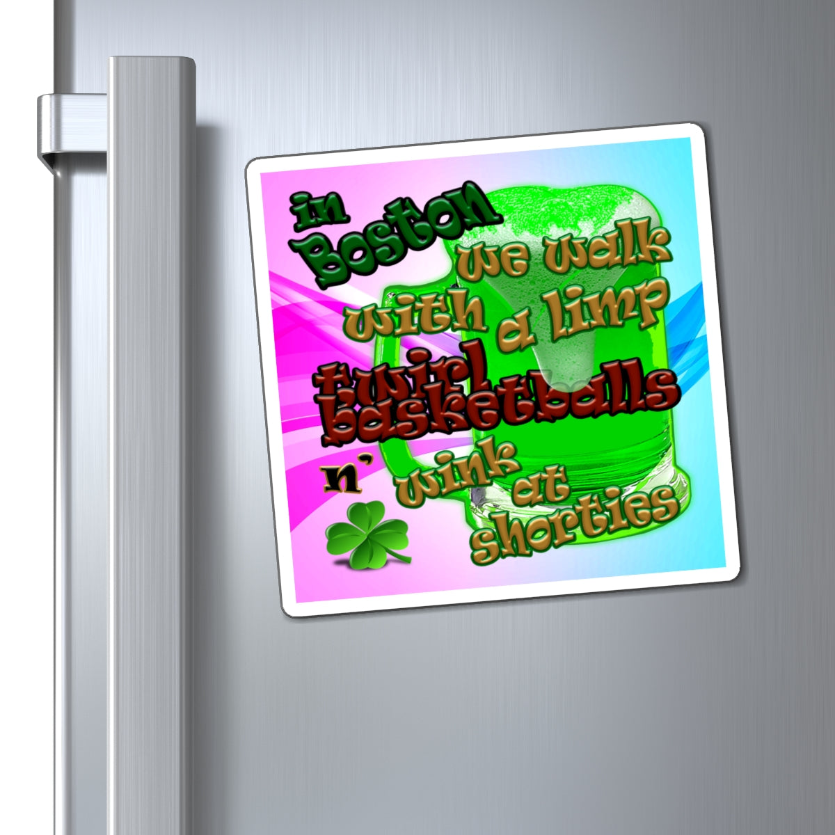 celtics logo - Magnets - (light blue-pink wave)