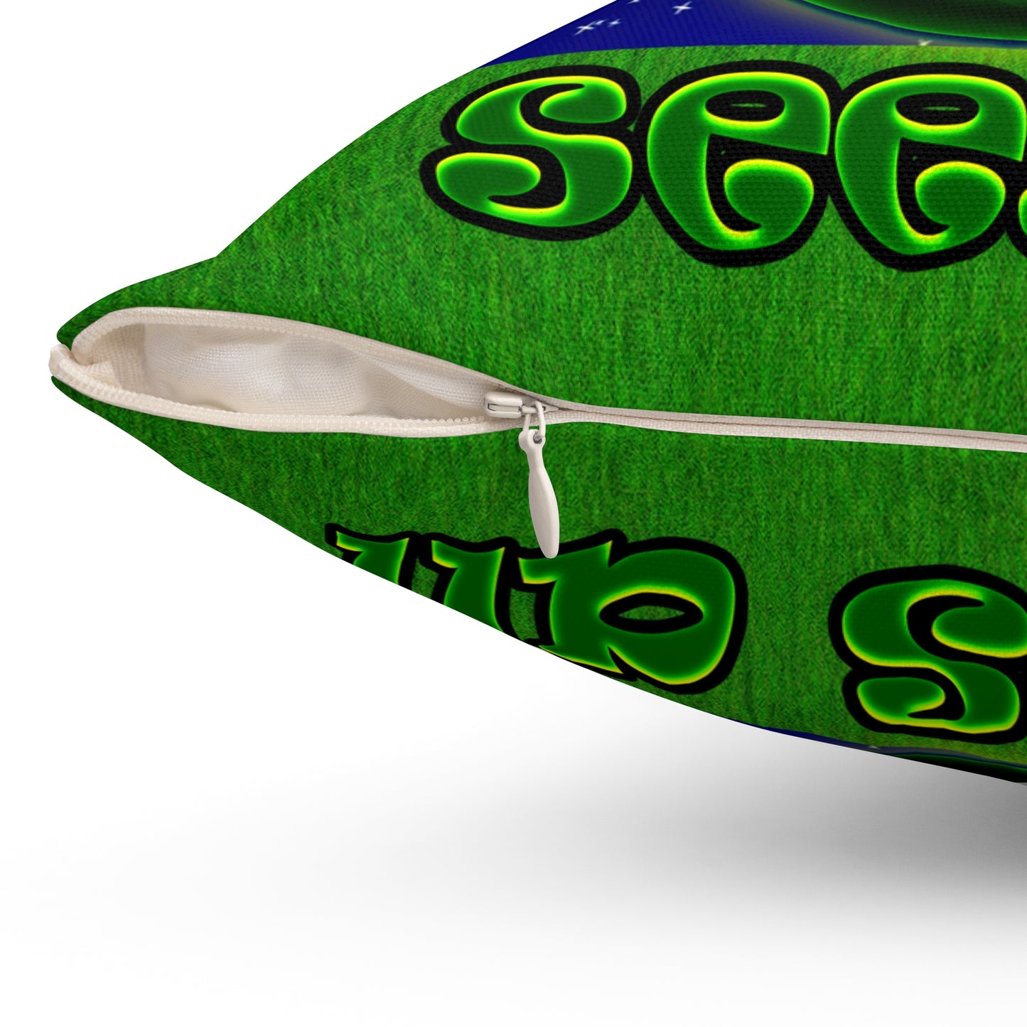 green monster - Spun Polyester Square Pillow - ('snoops' background)