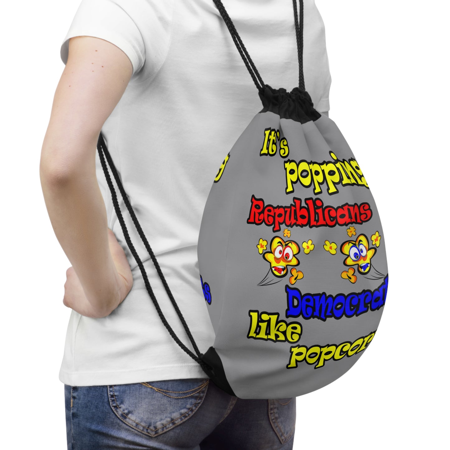 popping like popcorn - Drawstring Bag (grey)