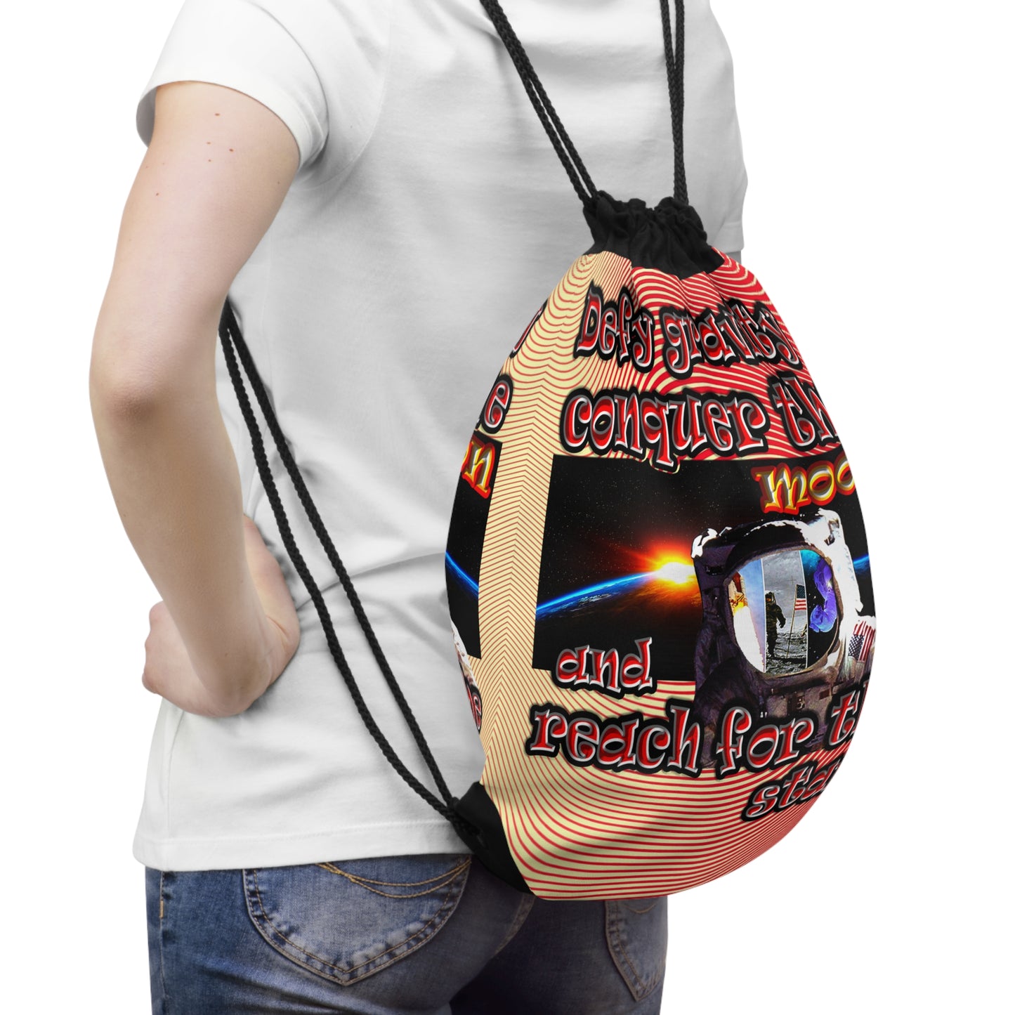defy conquer reach - Drawstring Bag (yellow-orange wave)