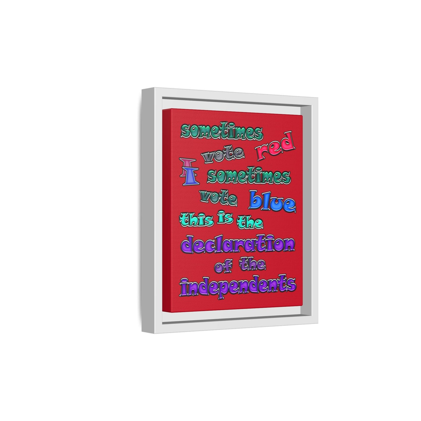 declaration of the independents - framed canvas art (dark red)