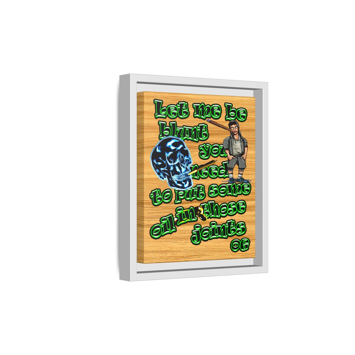og - framed canvas art (butterscotch wood finish)