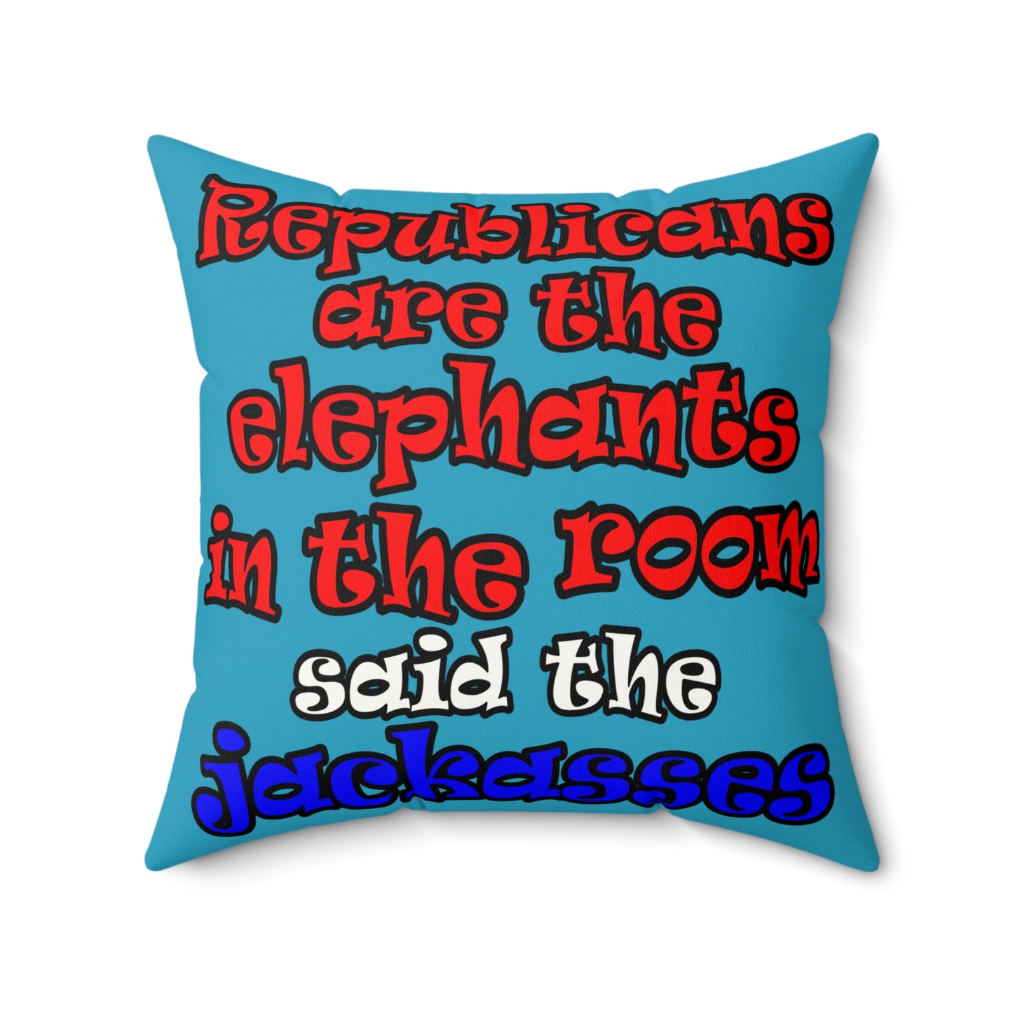 donkeys and elephants - Faux Suede Square Pillow - (turquoise)