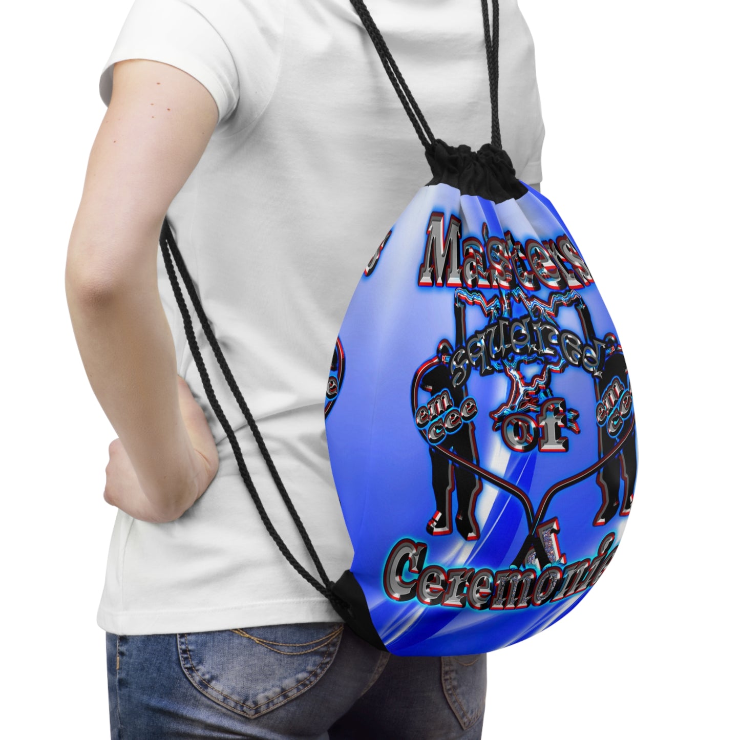em cee squared - Drawstring Bag (blue-white wave)