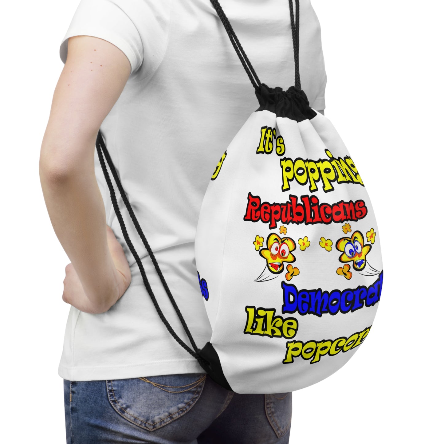popping like popcorn - Drawstring Bag (white)