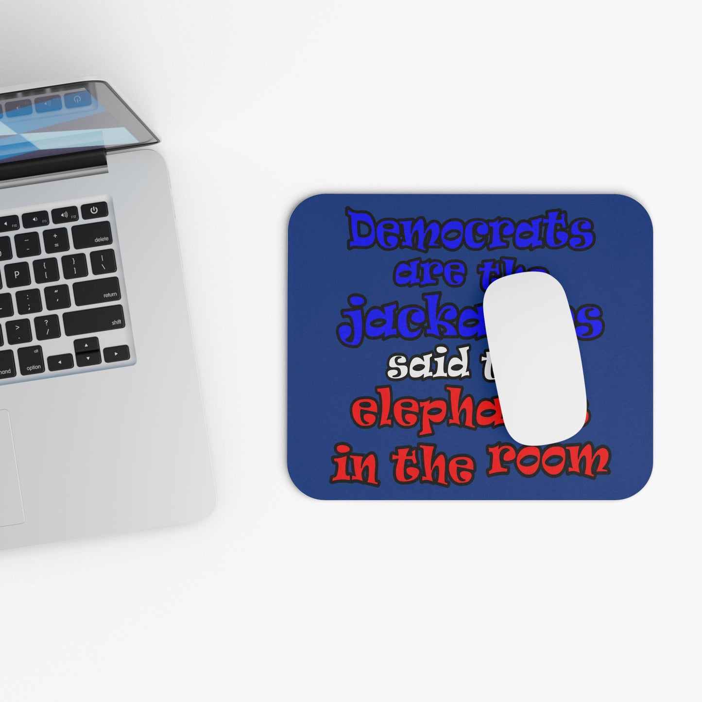 donkeys and elephants - Mouse Pad (Rectangle) (dark blue)
