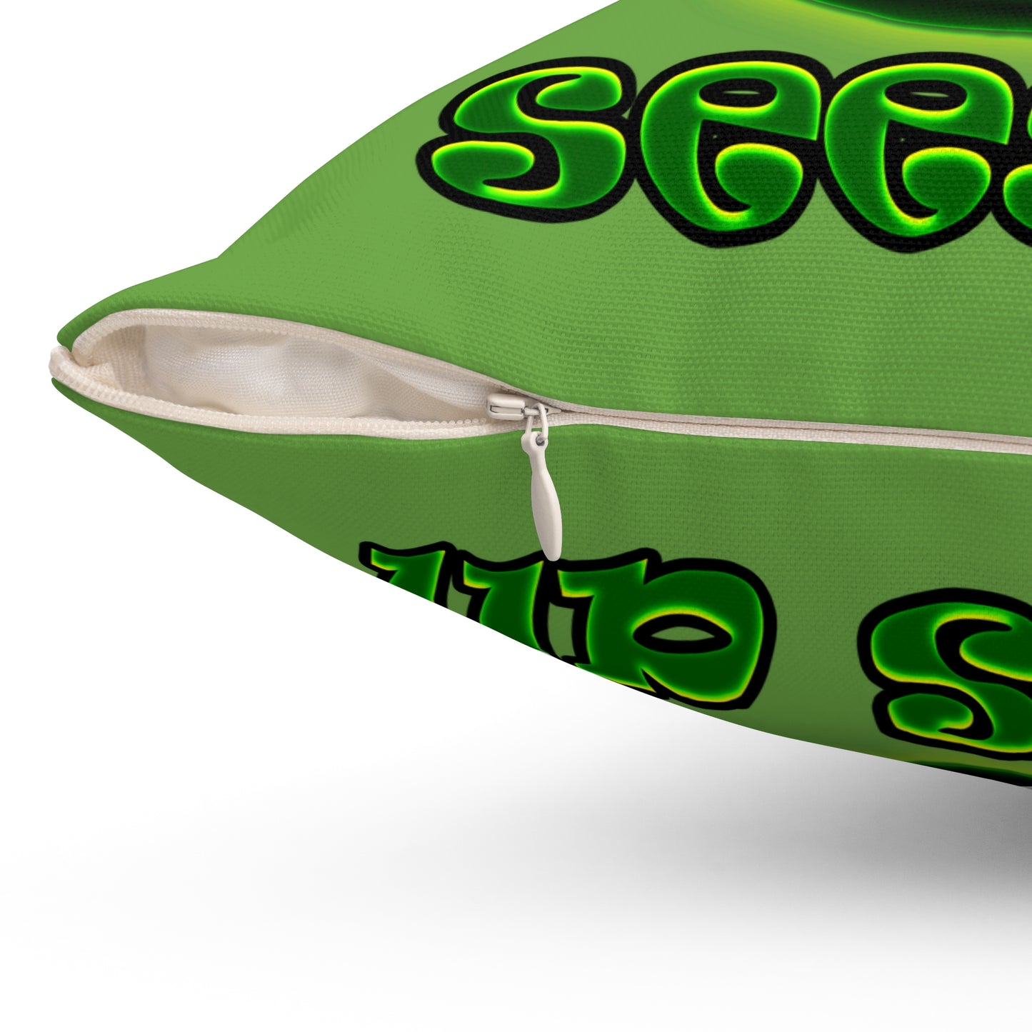 green monster - Spun Polyester Square Pillow - (green)
