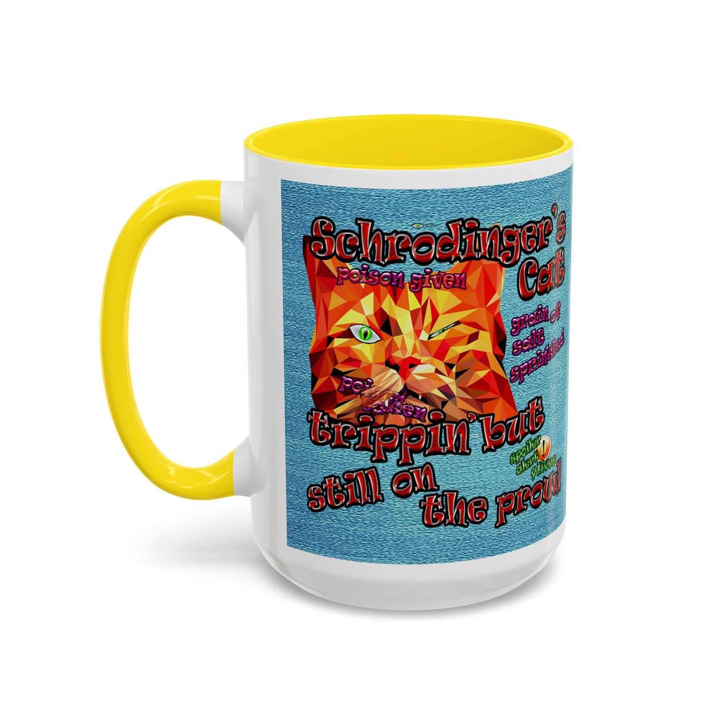 schrodinger's cat - Accent Mug (faded blue)