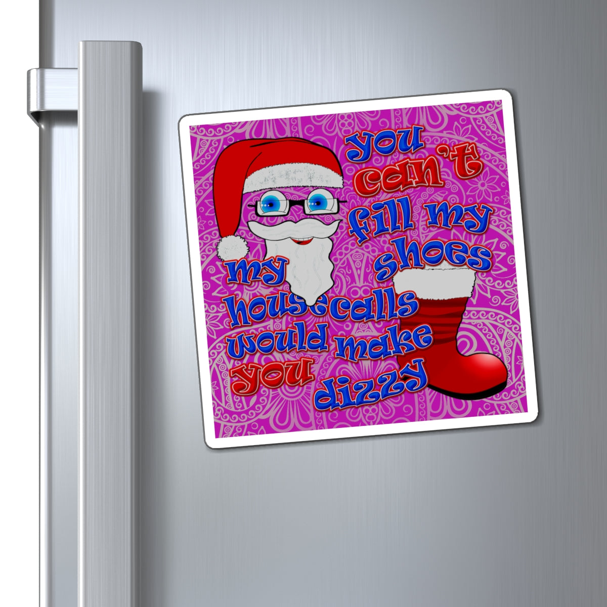santa's shoes - Magnets - (pink swirl)