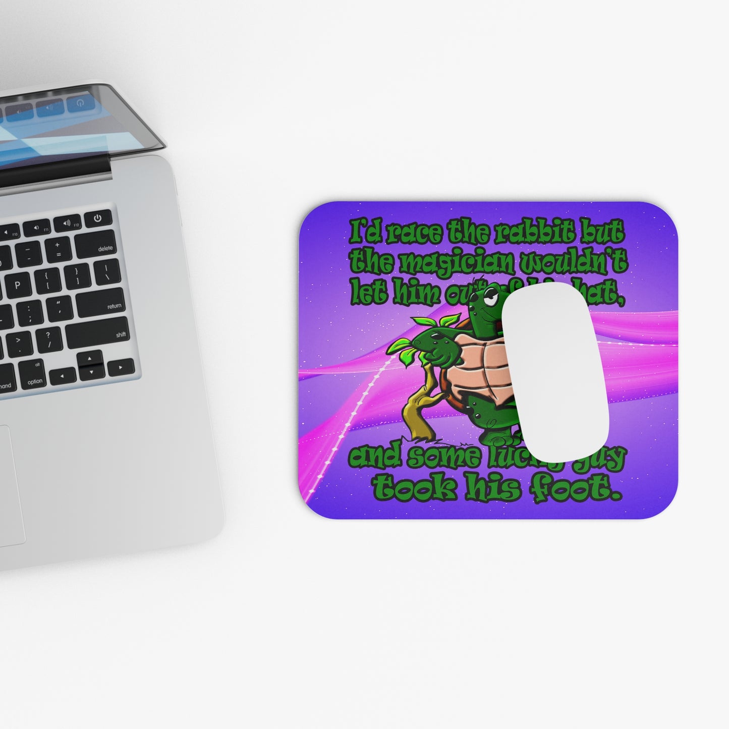 turtle race - Mouse Pad (Rectangle) (purple-pink wave)