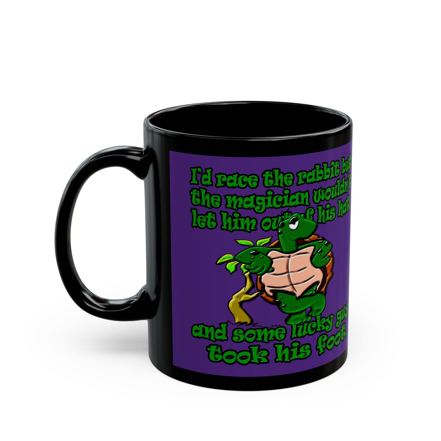 turtle race - Black Mug (purple)