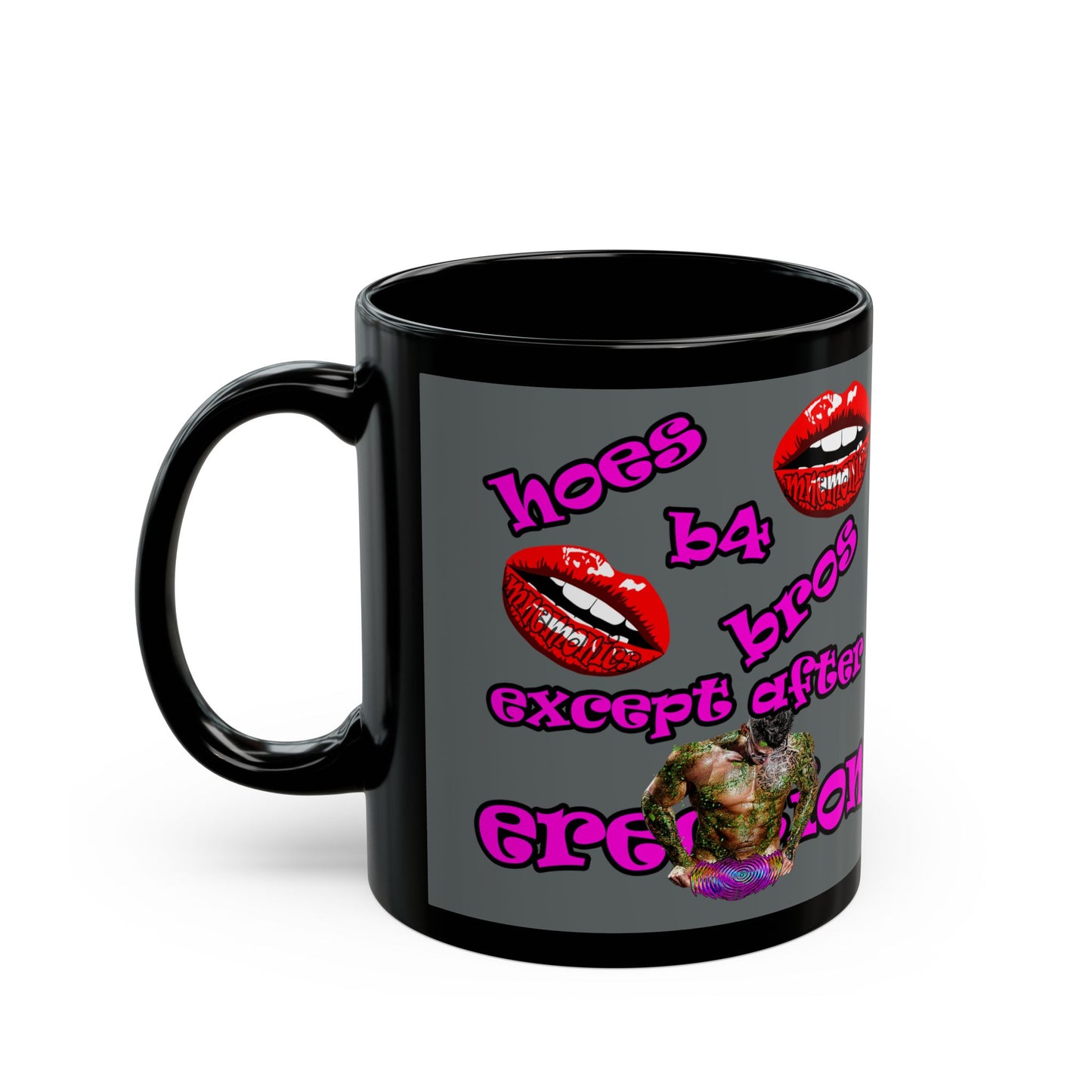 hoes b4 bros - Black Mug (dark grey)