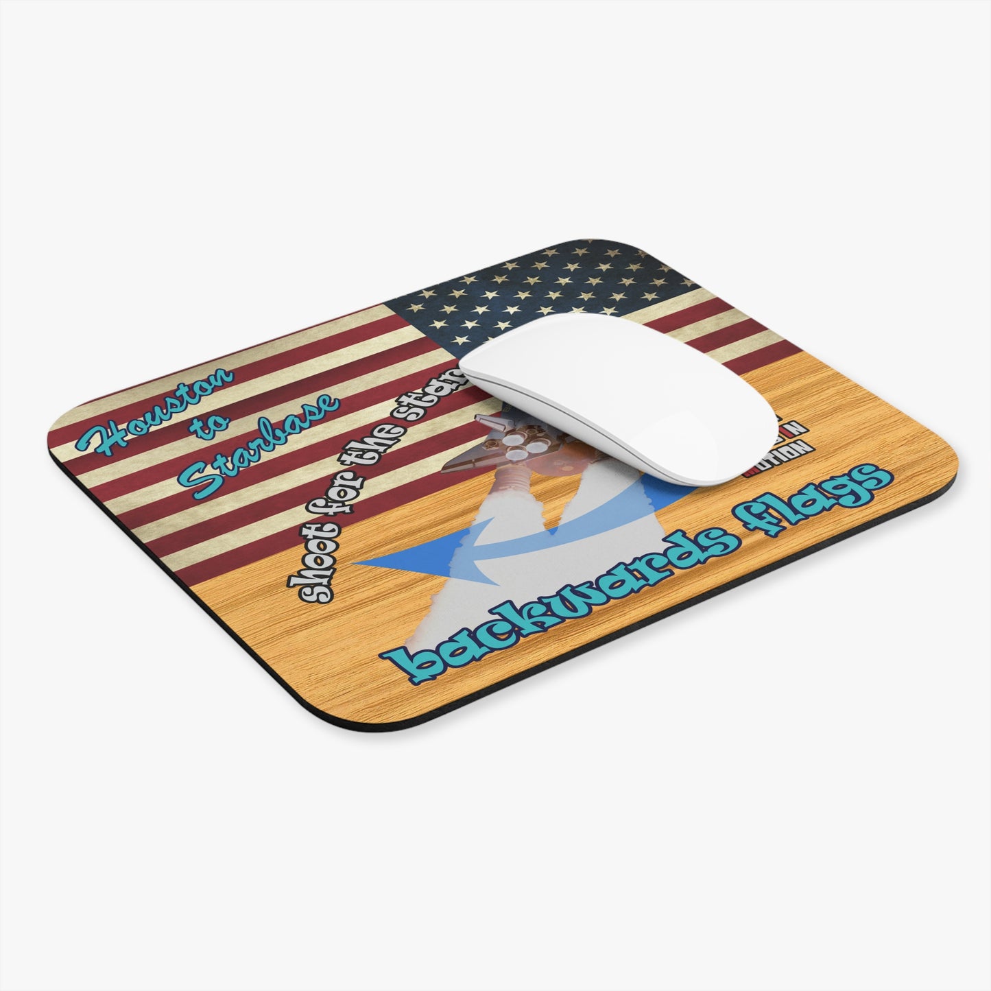 shoot for the stars - Mouse Pad (Rectangle) - (butterscotch wood finish)