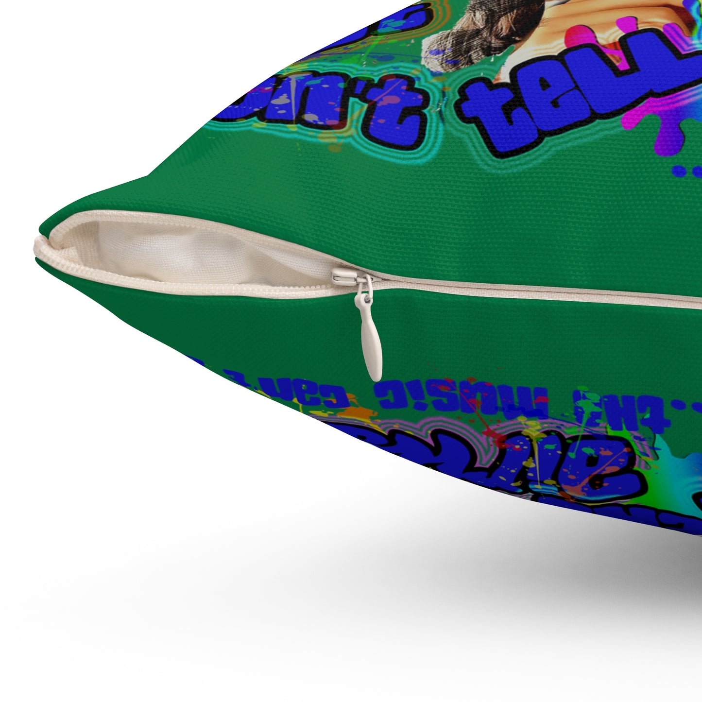 drop the beat - Spun Polyester Square Pillow - (dark green)