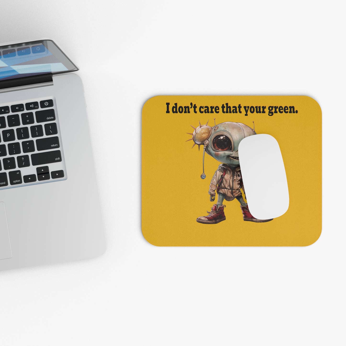 I don't care that your green - Mouse Pad (Rectangle) (yellow)