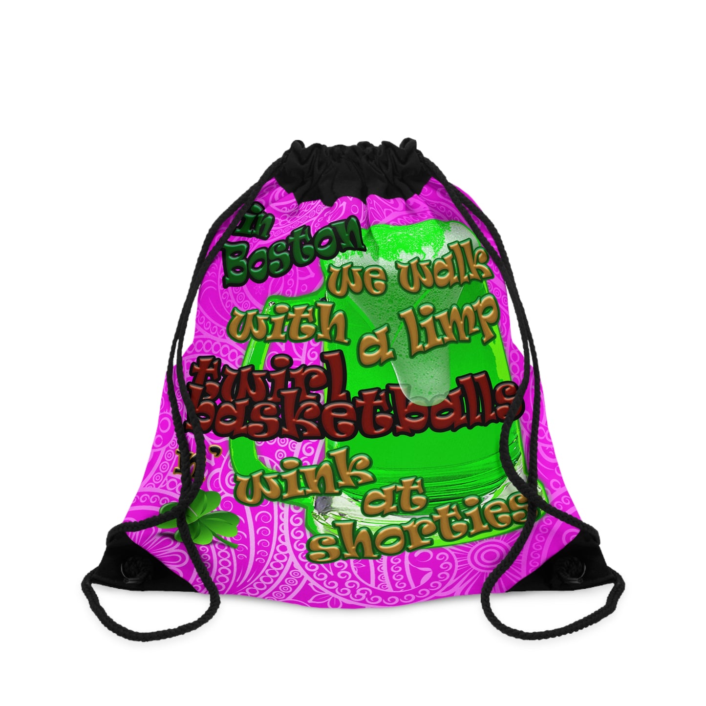 celtics logo - Drawstring Bag (pink swirl)