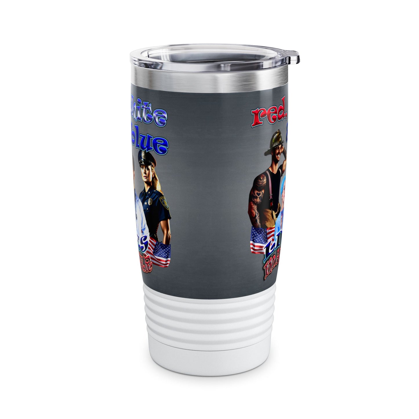 rw&b lives matter - Ringneck Tumbler, 20oz (grey-light grey)
