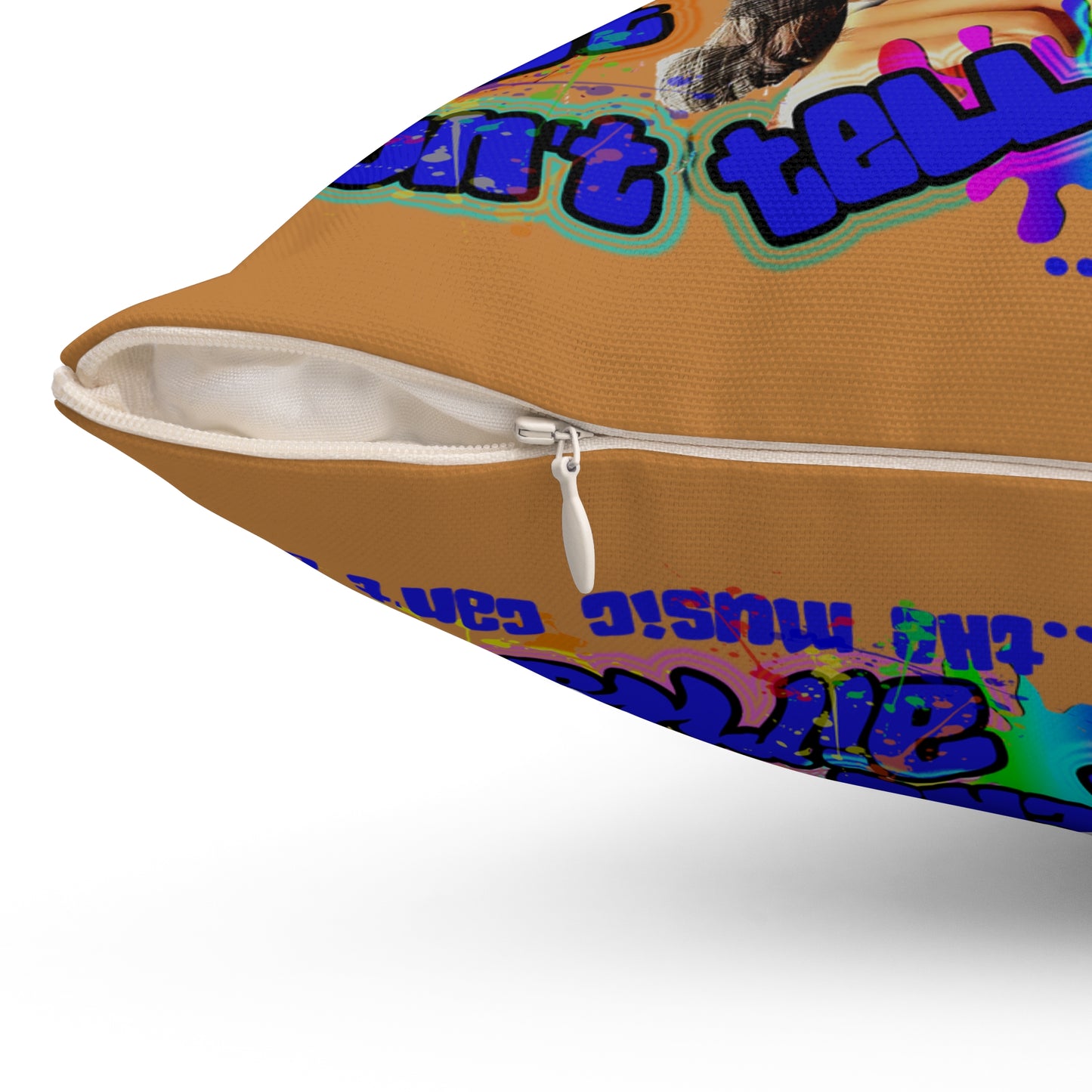 drop the beat - Spun Polyester Square Pillow - (light brown)