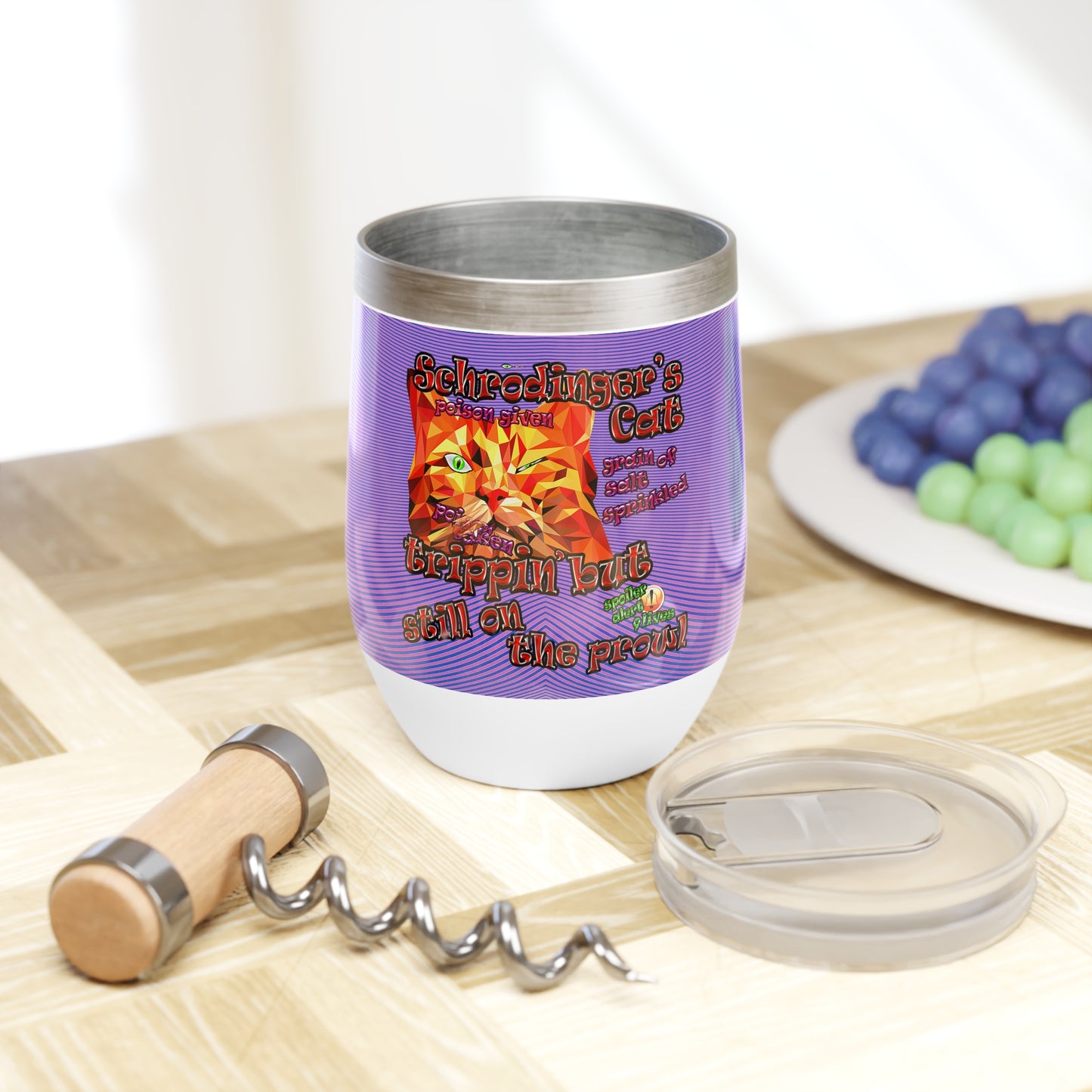 schrodinger's cat - Chill Wine Tumbler (light blue-purple wave)