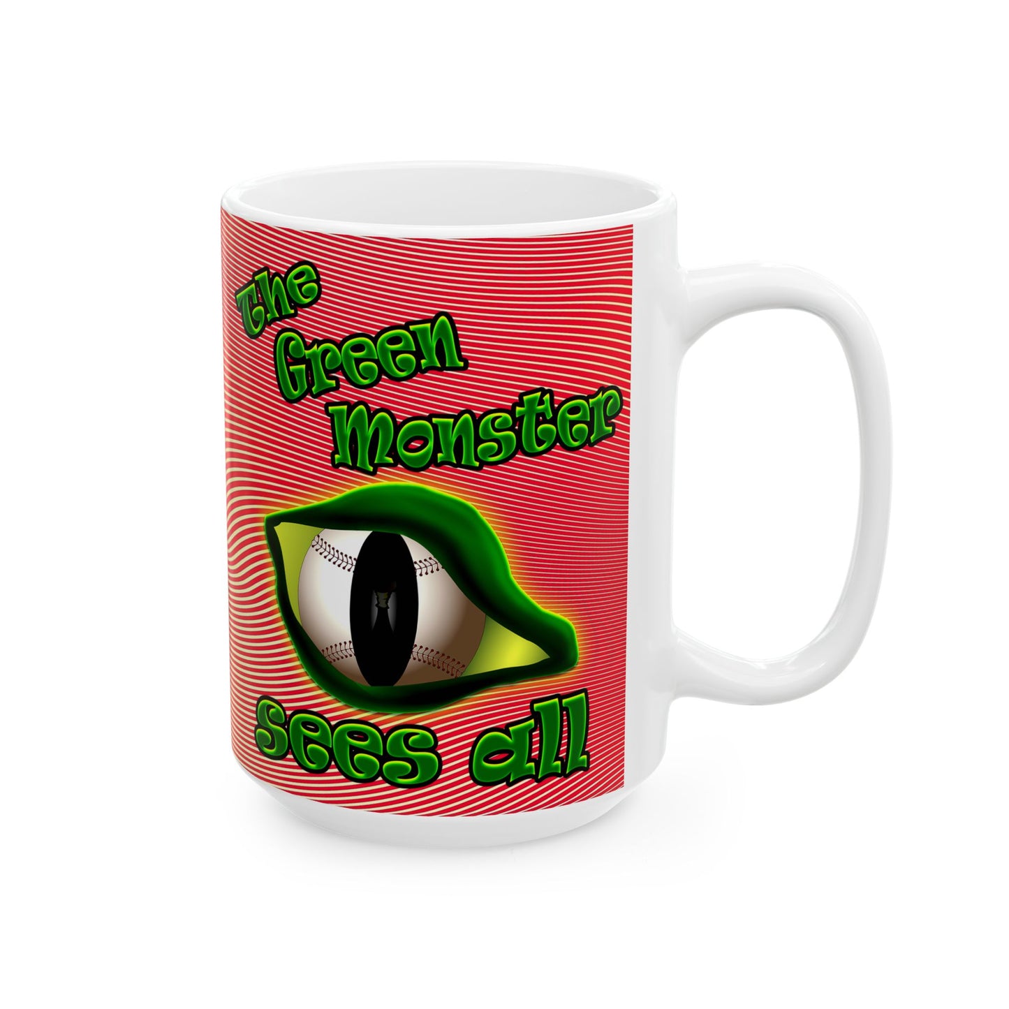 green monster - White Mug (yellow-orange wave)