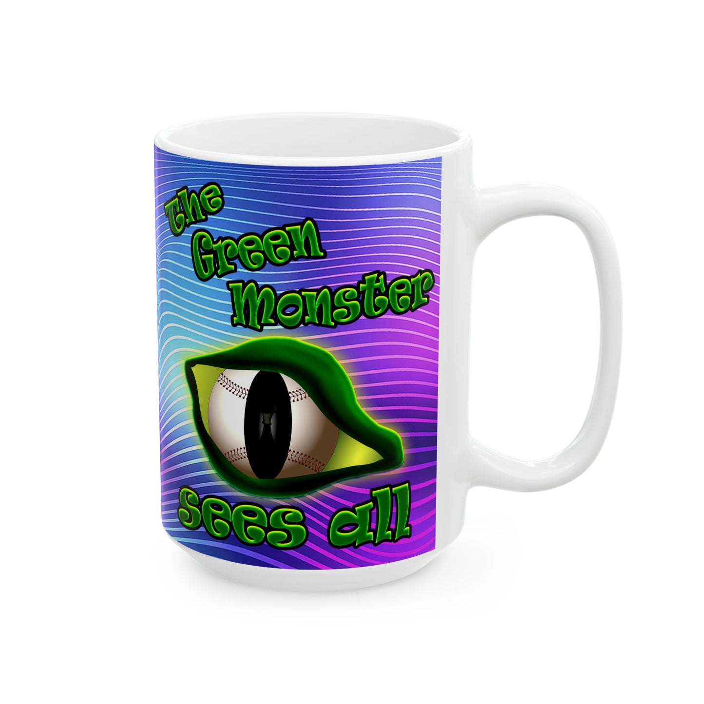 green monster - White Mug (purple wave)