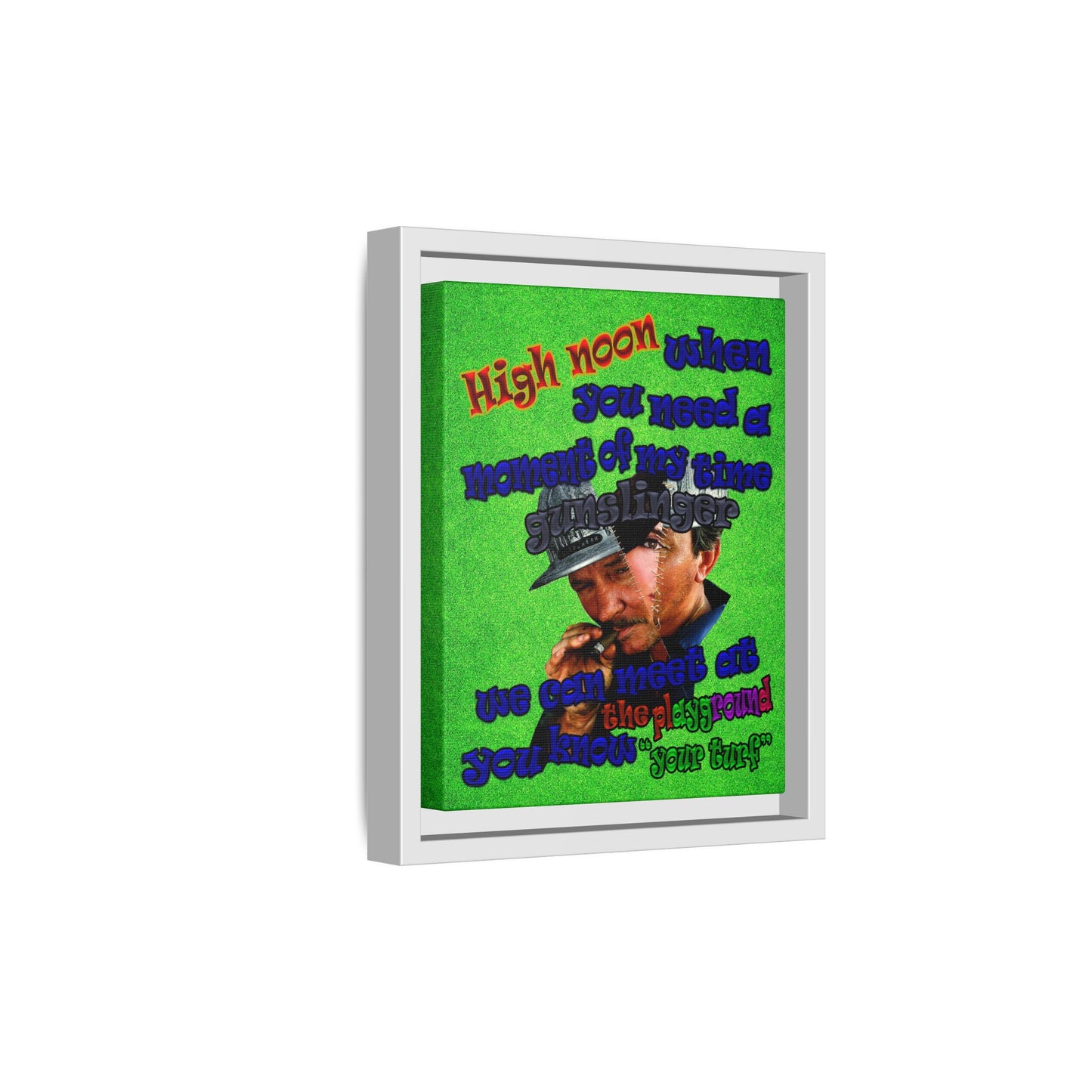 high noon - framed canvas art (green turf)