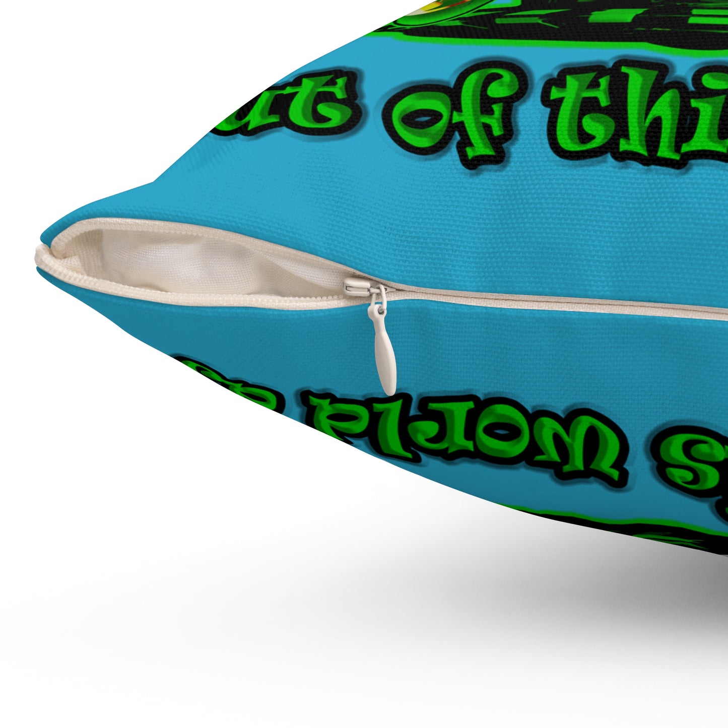 disc jockey - Spun Polyester Square Pillow - (turquoise)