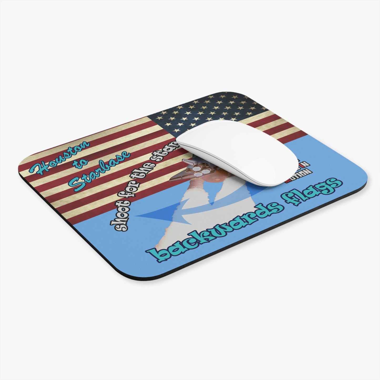 shoot for the stars - Mouse Pad (Rectangle) - (light blue)