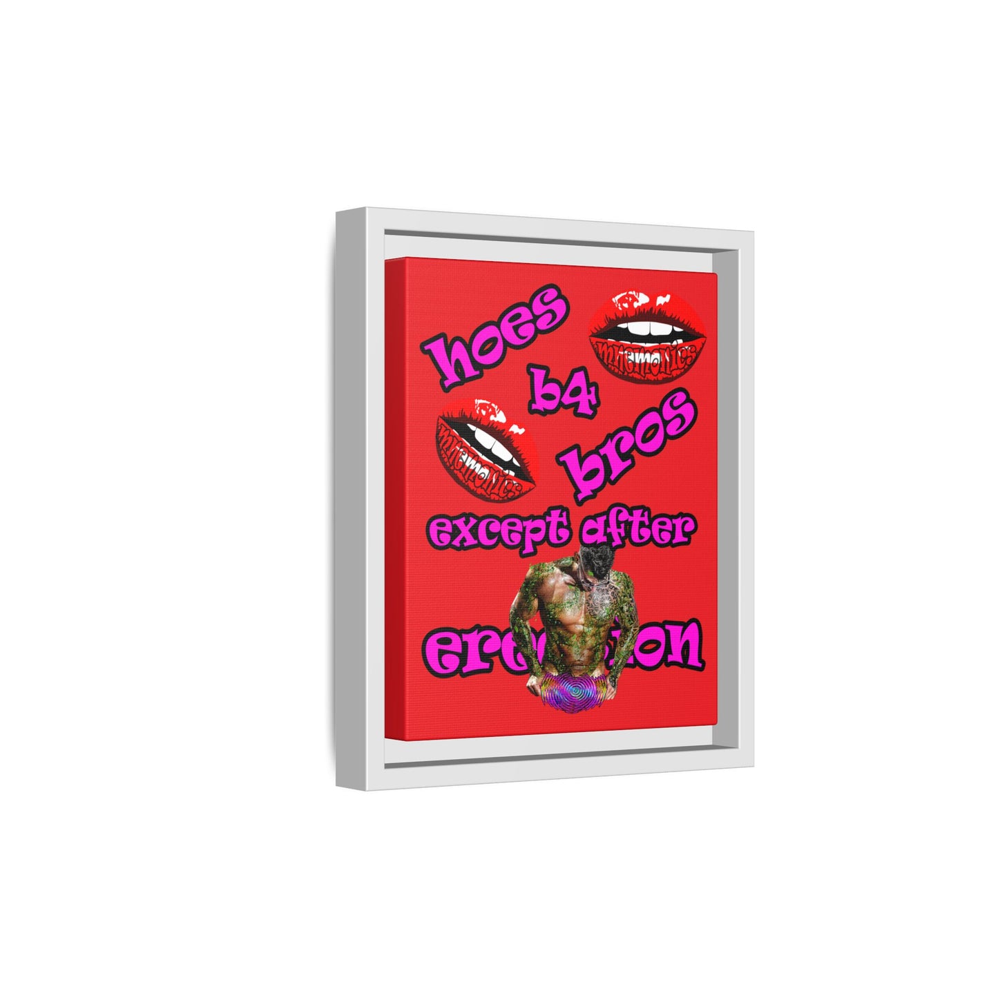 hoes b4 bros - framed canvas art (red)
